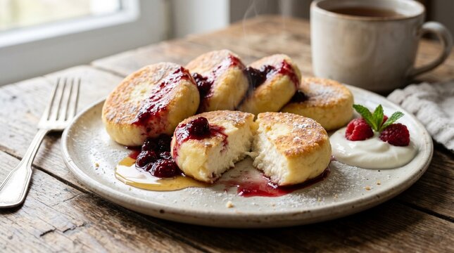 Traditional Belarusian Syrniki Cottage Cheese Pancakes
