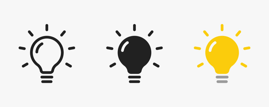 Set of light bulb in different style.