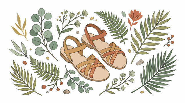Brown leather strappy summer sandals.