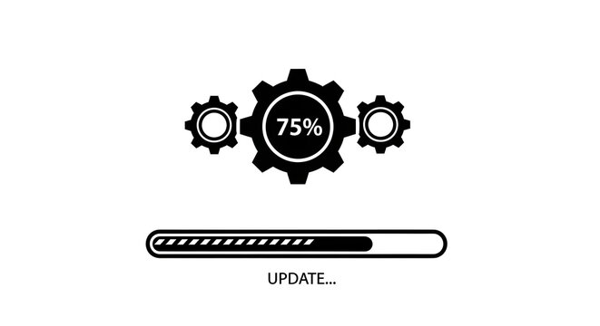 Seventy-Five Percent Complete System Update Progress Bar Gears