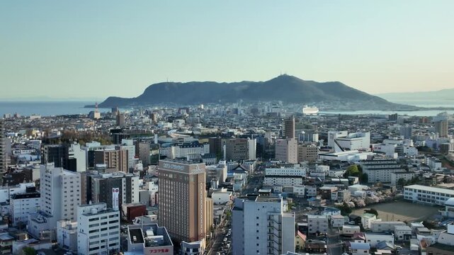 HAKODATE, JAPAN. Coastal cityscape with port and surrounding hills April 25 2026