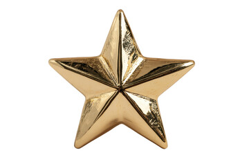Fototapeta premium Shiny golden five pointed star against black background metallic