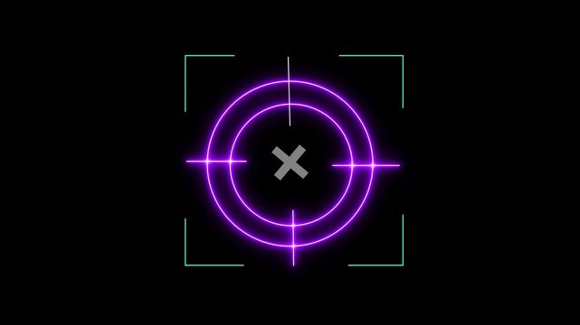 Shooting Target Icon With Glitch Effect Sniper gun goal Target symbol concept  icon animation, noise and glitch effects on background.....