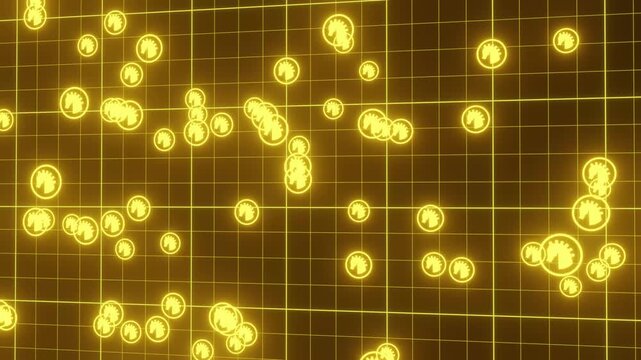 Yellow neon trojan horse virus flow visualization	