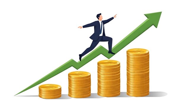 Sprinting to Financial Success
Man on a Green Arrow Mission
Running Up the Growth Curve
Gold Coins Beneath the Rise
Businessman Chasing Prosperity
Green Arrow, Golden Foundation
The Executive Ascent
F