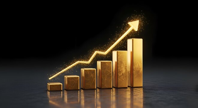 Golden Ascent in the Dark
Shimmering Arrow of Wealth
Precious Metals, Precious Growth
Warm Gold Rising from Shadows
Dark Luxe Growth Chart
Gold Bar Metrics on the Rise
Glowing Prosperity Arrow
Treasur