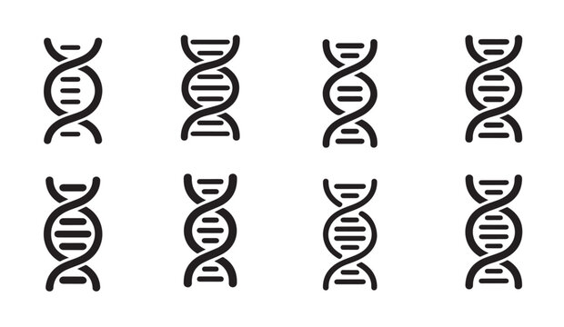 DNA helix symbols representing genetic code and biological research in science and medicine.