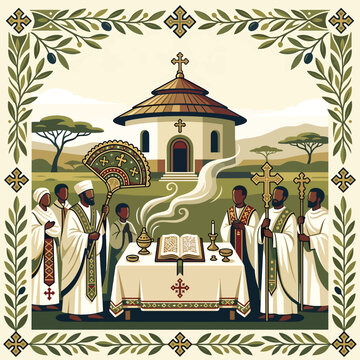 Ethiopian Orthodox Church Ceremony Ritual.