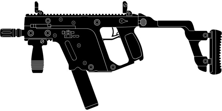 Kriss Vector Submachine Gun Silhouette Vector Illustration