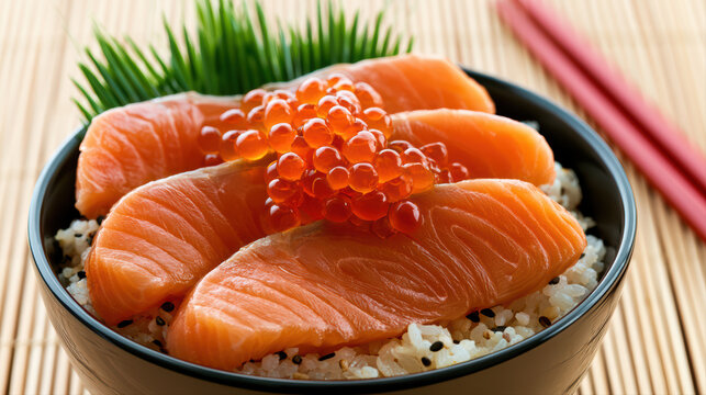 food photography of japanese salmon don sake don