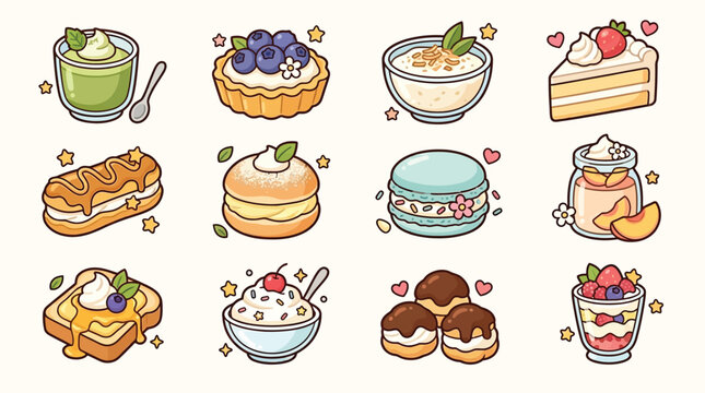 A delightful collection of sweet desserts and pastries, perfect for culinary themes and celebrations.