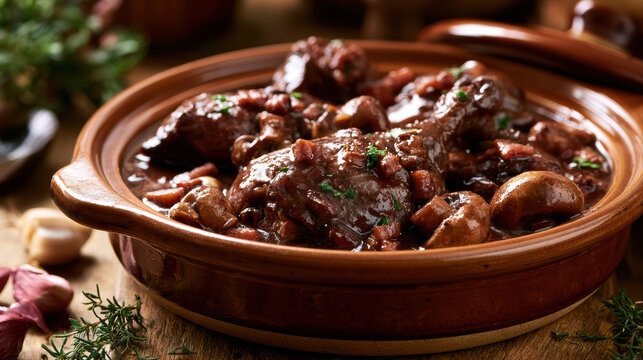 coq au vin chicken dish in classic french cuisine
