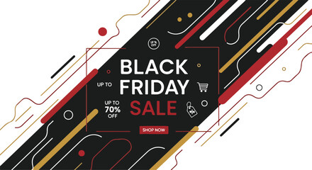 Obraz premium Black Friday sale advertisement with colorful abstract lines