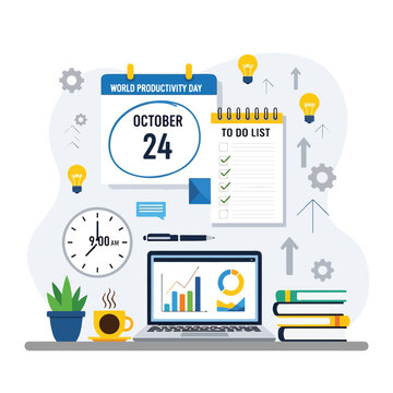 Productivity icons on white background