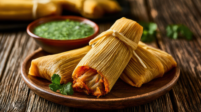 authentic mexican tamales food photography with high fidelity detail