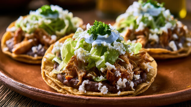 mexican tostadas with crispy corn base and vibrant toppings