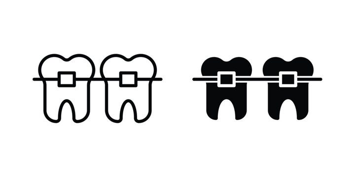 Teeth with braces icon