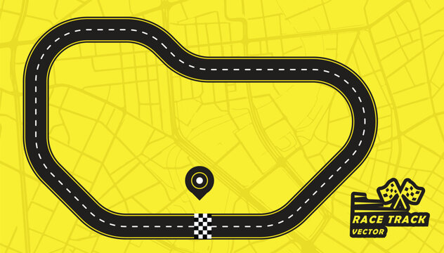 Road track or Race track isolated on yellow background.