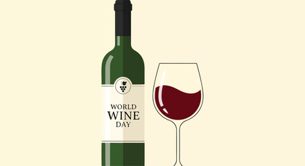 Illustration of wine bottle and glass © Erdi