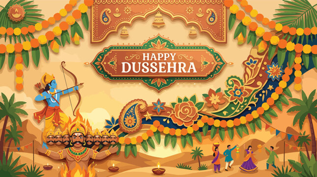 Dussehra Festival Celebration Hindu Tradition.