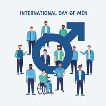 Illustration for International Day of Men with diverse group