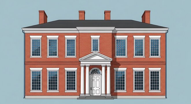 Traditional European style building with red roof and white walls.