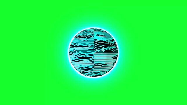 Abstract Orb on Green: A luminous teal orb, intricately textured and pulsating with energy, floats against a vibrant green background, suggesting advanced technology or cosmic phenomena.