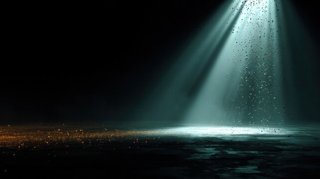 mysterious light beams illuminating dark space