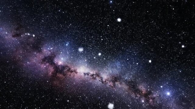 Bright Milky Way galaxy and stars in deep outer space