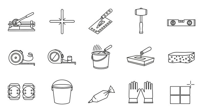 Collection of Simple Line Icons for Tools.