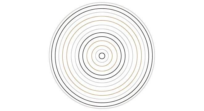 Concentric circular lines pattern in grayscale design.