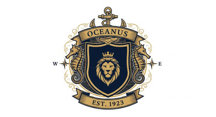 Oceanus Emblem with Lion and Seahorses. © Dapet
