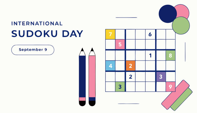 Sudoku, puzzle, International Sudoku Day, brain teaser, game, September 9, vector illustration
