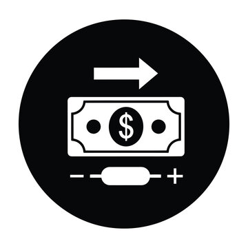 Cash Flow and Budget Adjustment Icon Featuring Dollar Currency Bill with Plus and Minus Symbols