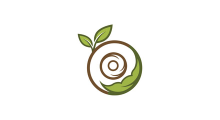 Snail logo with leaves and organic swirl, nature, growth, eco concept © Romadon