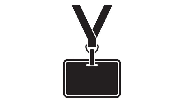 Blank identification ID card badge vector icon with hanging neck strap lanyard layout template