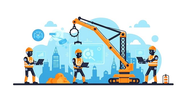 Construction workers building a wooden structure outdoors.