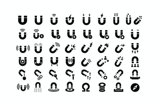 Black magnet icons with various effects Vector