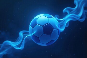 Naklejka premium Electric blue smoke swirls, forming football shape , effect, enigmatic