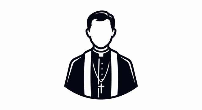 Stylized illustration of a clergyman in formal vestments