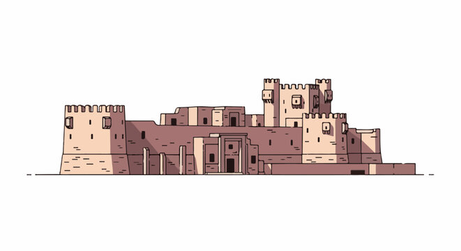 Stylized illustration of a fortified castle with crenellations and towers