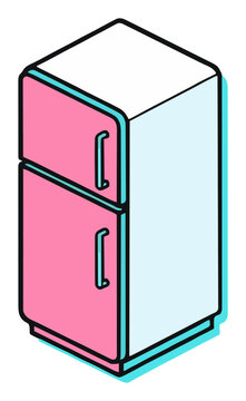 Smart refrigerator neon isometric flat vector illust.... Generative AI