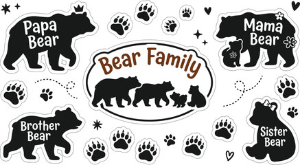 Bear Family Silhouette Sticker Set Papa Mama Brother Sister © Natural flower 