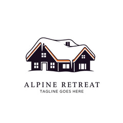 Fototapeta premium Cozy winter house symbol ideal for ski resorts, holiday rentals, or mountain lodge hospitality branding.