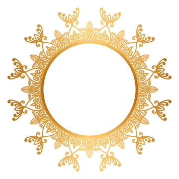 Golden circle mandala frame border