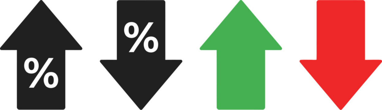 Percent Up Down Arrows Price Change Interest Rate