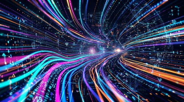 Big Data Light Speed Flow &ndash; Abstract Quantum Computing Digital Data Stream Cyber Loop 4K