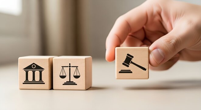 Hand Placing Gavel Block Representing Justice System and Law Enforcement in Office Setting