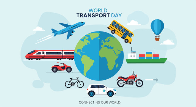 Transport modes surround a globe
