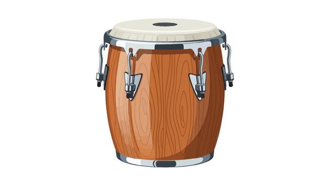 Wooden drum with metal hardware.
